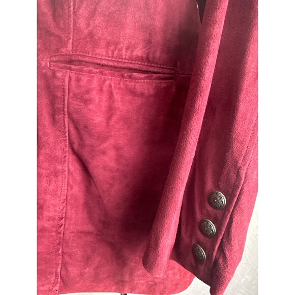 Berry Colored Suede Jacket-sz L - Picture 6 of 10